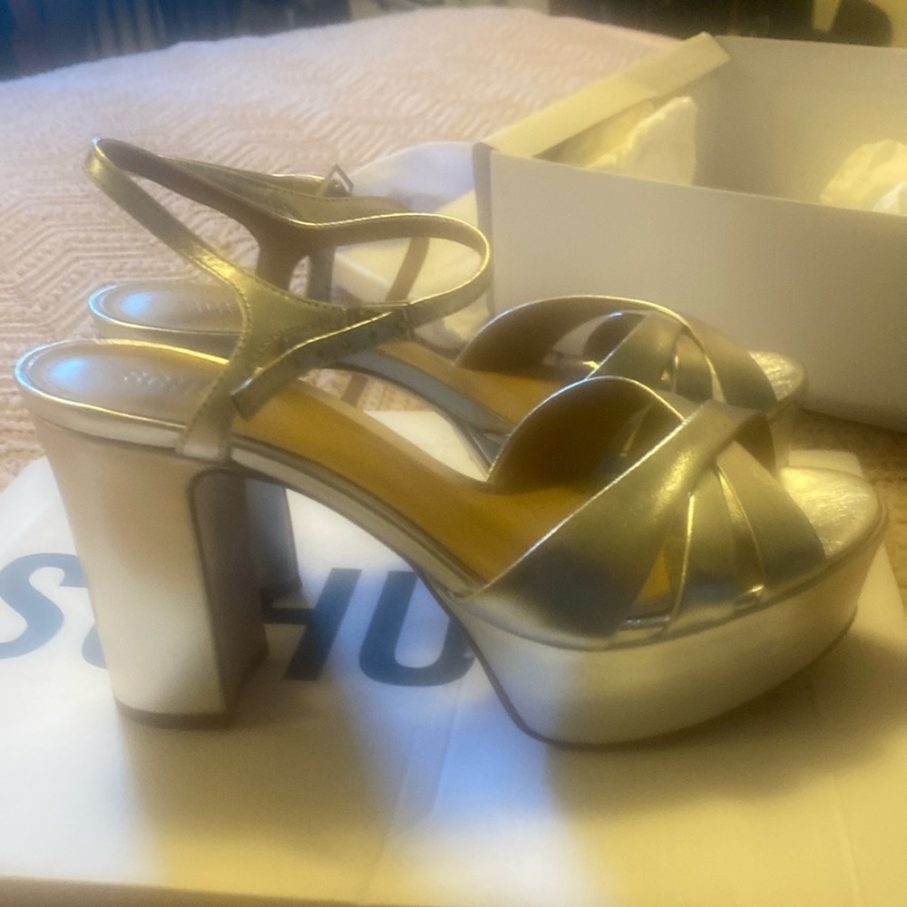 Schutz silver platform sandals 9.5